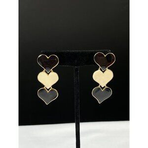 Heart Shaped SKU 7928 Gold and Enamel Drop Earrings